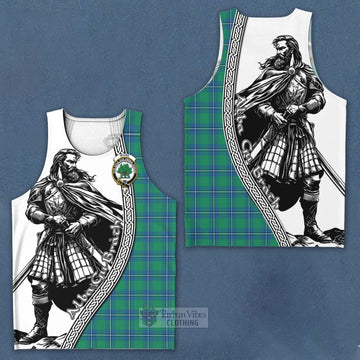 Tartan Vibes Clothing Irvine Tartan Clan Crest Men's Tank Top with Highlander Warrior Celtic Style