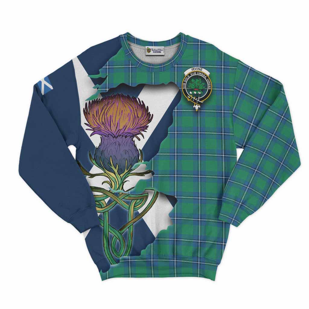 Tartan Vibes Clothing Irvine Tartan Family Crest Sweatshirt Scottish Thistle Celtic Inspired