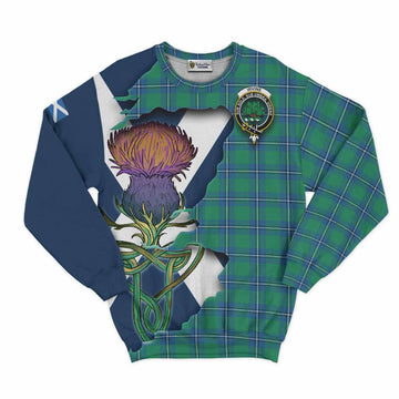 Tartan Vibes Clothing Irvine Tartan Family Crest Sweatshirt Scottish Thistle Celtic Inspired