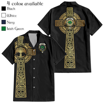 Irvine Clan Mens Hawaiian Shirt Shirt with Golden Celtic Tree Of Life