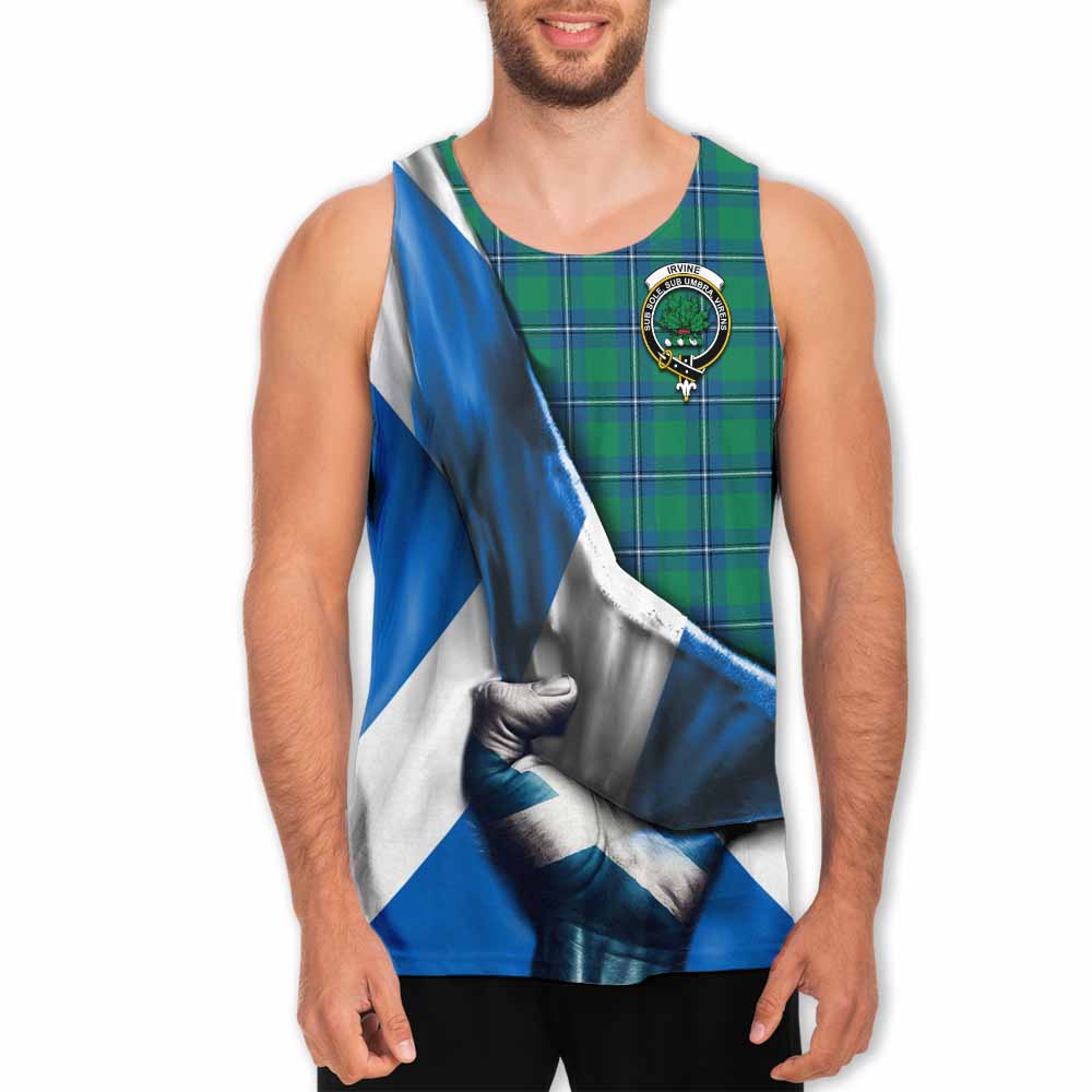 Tartan Vibes Clothing Irvine Tartan Men's Tank Top with Family Crest Scotland Patriotic Style