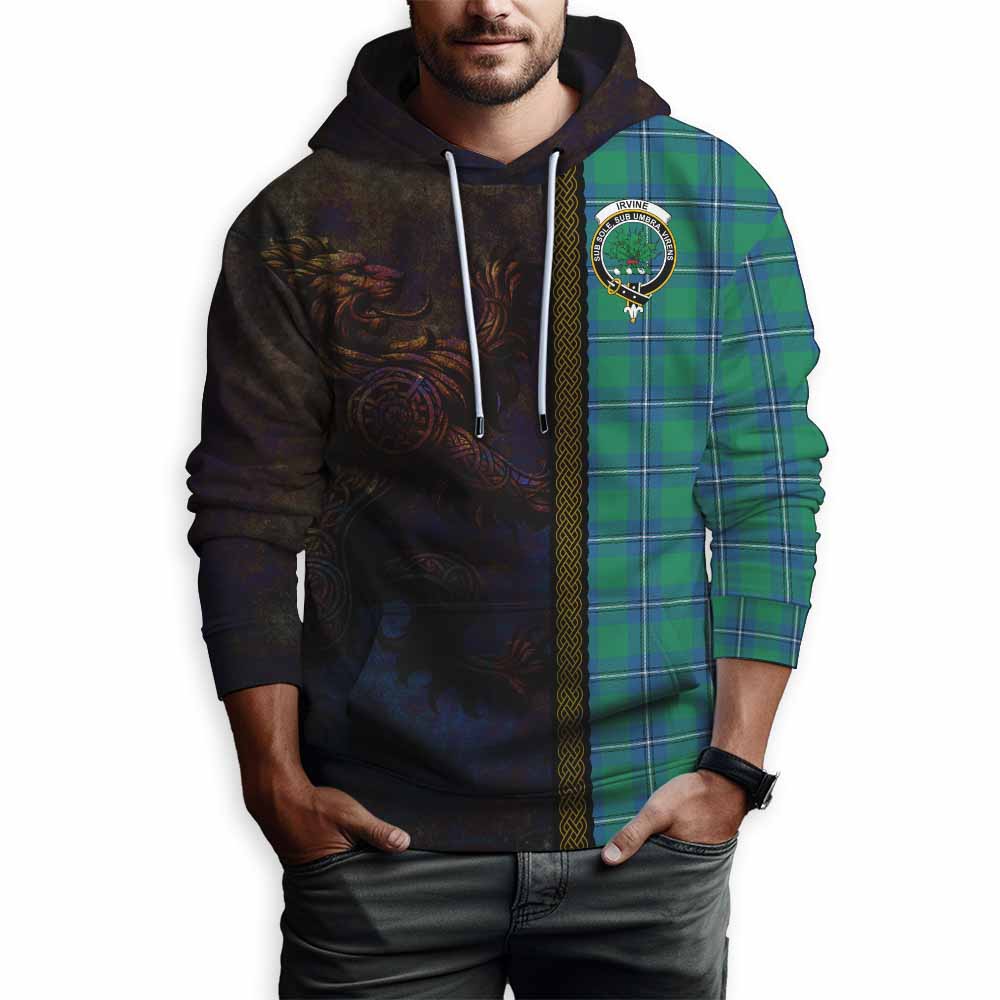 Tartan Vibes Clothing Irvine Tartan Family Crest Hoodie Alba Gu Brath Be Brave Lion Ancient Style