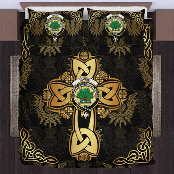 Irvine Clan Bedding Sets Gold Thistle Celtic Style