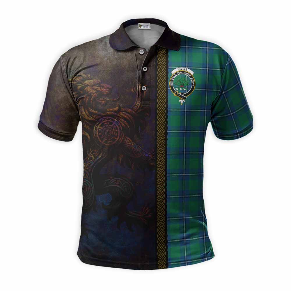 Tartan Vibes Clothing Irvine Tartan Family Crest Polo Shirt Alba Gu Brath Be Brave Lion Ancient Style