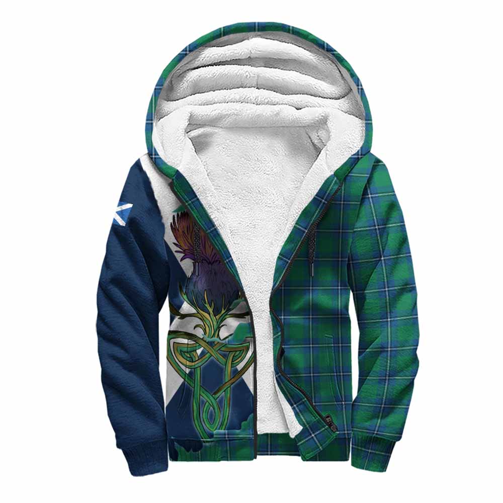 Tartan Vibes Clothing Irvine Tartan Family Crest Sherpa Hoodie Scottish Thistle Celtic Inspired