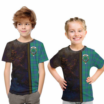 Irvine Tartan Family Crest Kid T-Shirt Alba Gu Brath Be Brave Lion Ancient Style