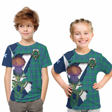 Tartan Vibes Clothing Irvine Tartan Family Crest Kid T-Shirt Scottish Thistle Celtic Inspired