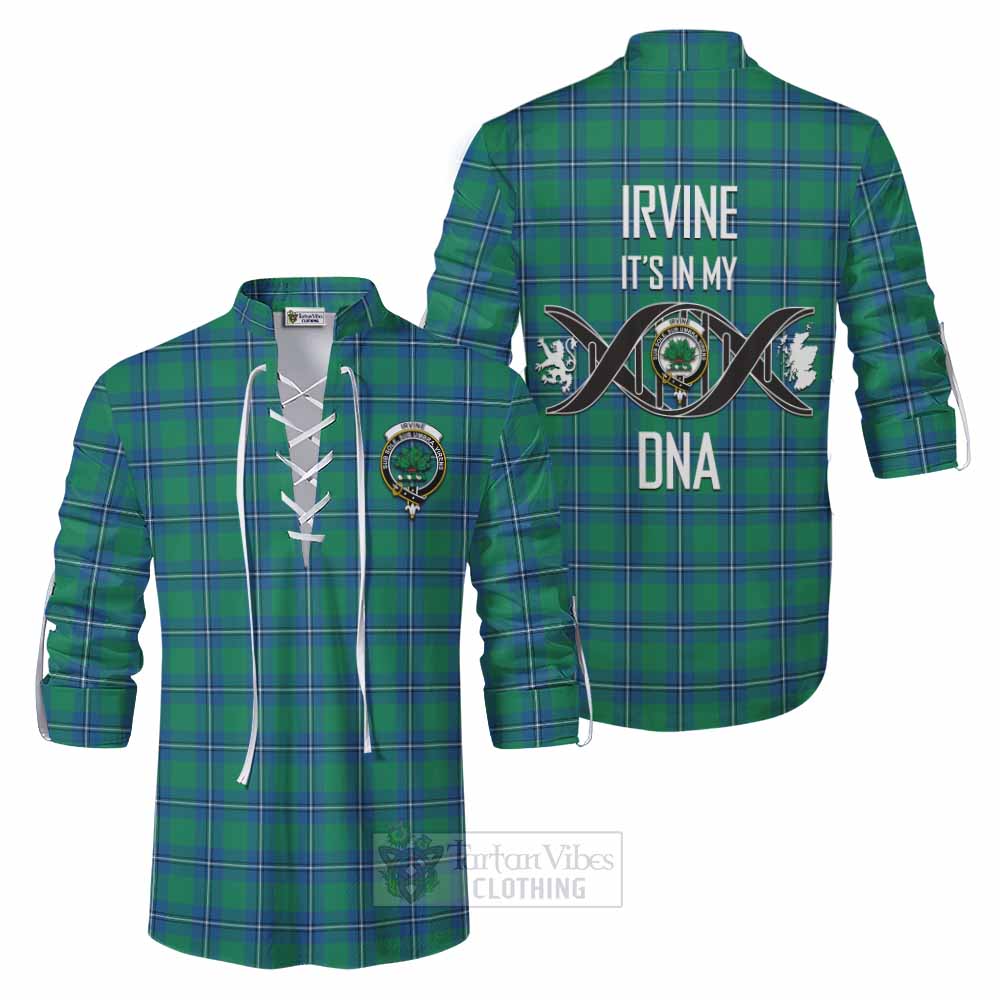 Tartan Vibes Clothing Irvine Tartan Ghillie Kilt Shirt with Family Crest DNA In Me Style