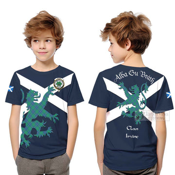 Tartan Vibes Clothing Irvine Tartan Lion Rampant Kid T-Shirt – Proudly Display Your Heritage with Alba Gu Brath and Clan Name