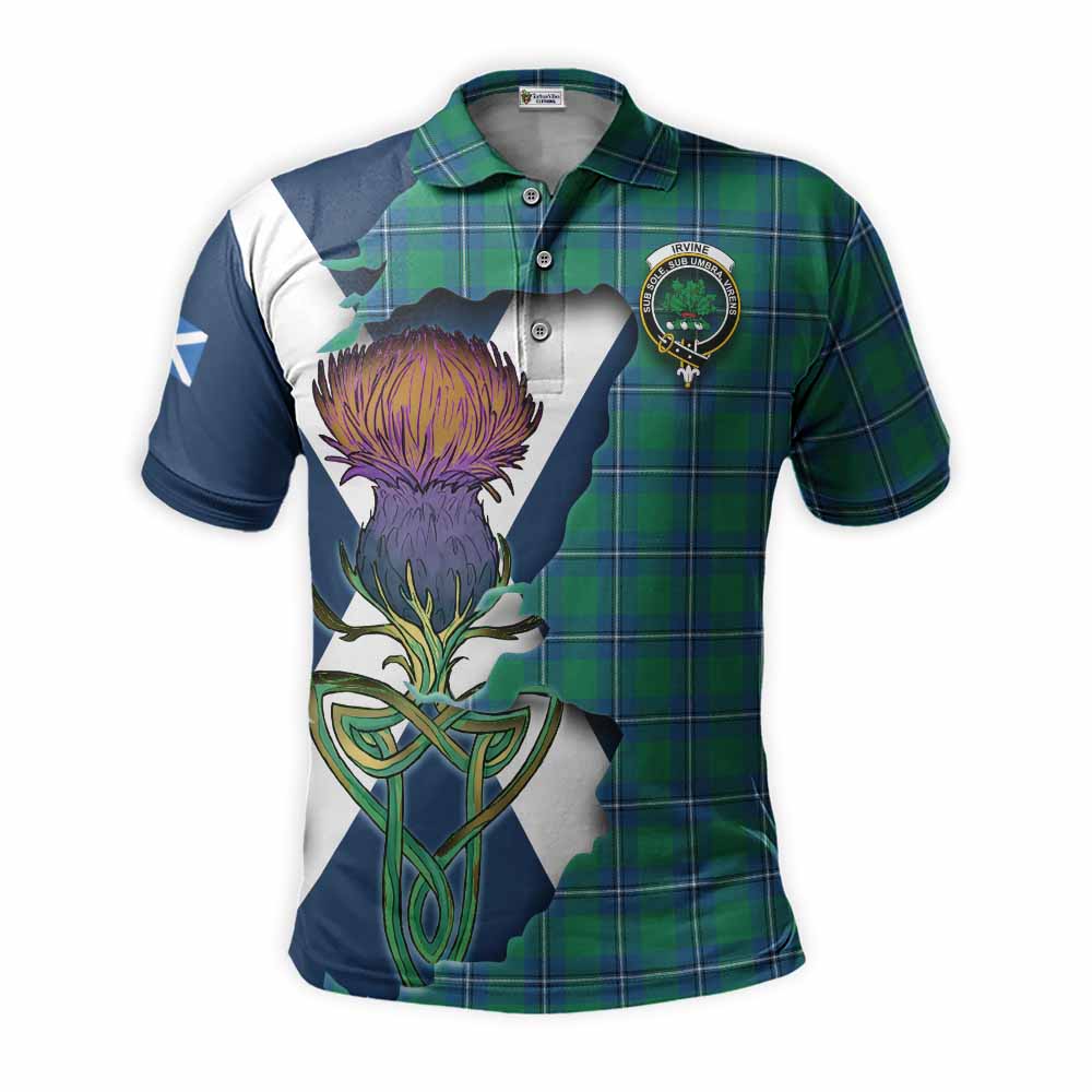 Tartan Vibes Clothing Irvine Tartan Family Crest Polo Shirt Scottish Thistle Celtic Inspired
