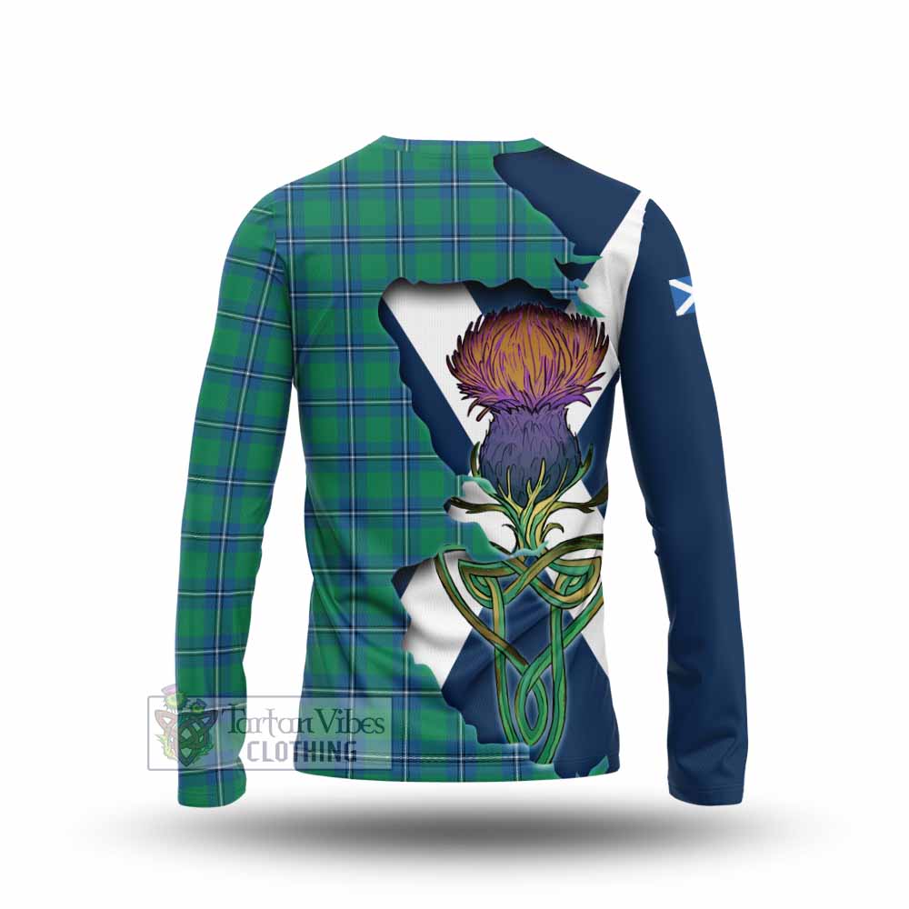 Tartan Vibes Clothing Irvine Tartan Family Crest Long Sleeve T-Shirt Scottish Thistle Celtic Inspired