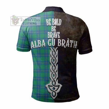 Irvine Tartan Family Crest Polo Shirt Alba Gu Brath Be Brave Lion Ancient Style