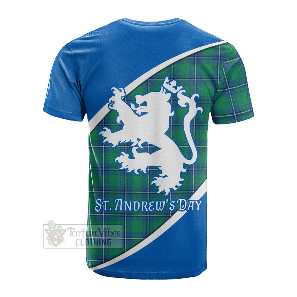 Tartan Vibes Clothing Irvine Family Crest Tartan Cotton T-shirt Celebrate Saint Andrew's Day in Style