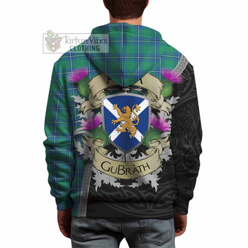 Irvine Tartan Family Crest Hoodie Lion Rampant Royal Thistle Shield Celtic Inspired