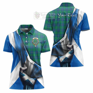 Tartan Vibes Clothing Irvine Tartan Women's Polo Shirt with Family Crest Scotland Patriotic Style