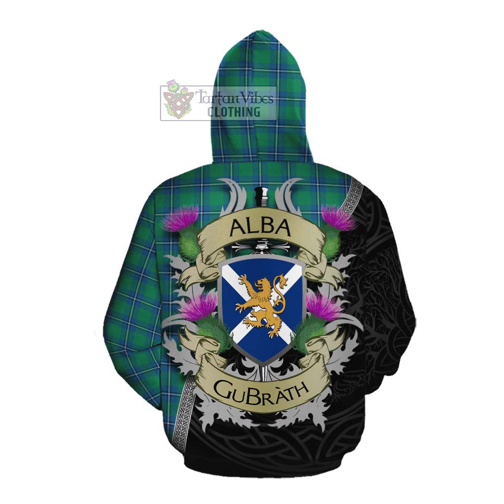 Tartan Vibes Clothing Irvine Tartan Family Crest Cotton Hoodie Lion Rampant Royal Thistle Shield Celtic Inspired