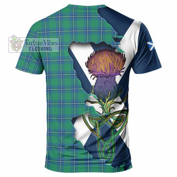 Tartan Vibes Clothing Irvine Tartan Family Crest T-Shirt Scottish Thistle Celtic Inspired