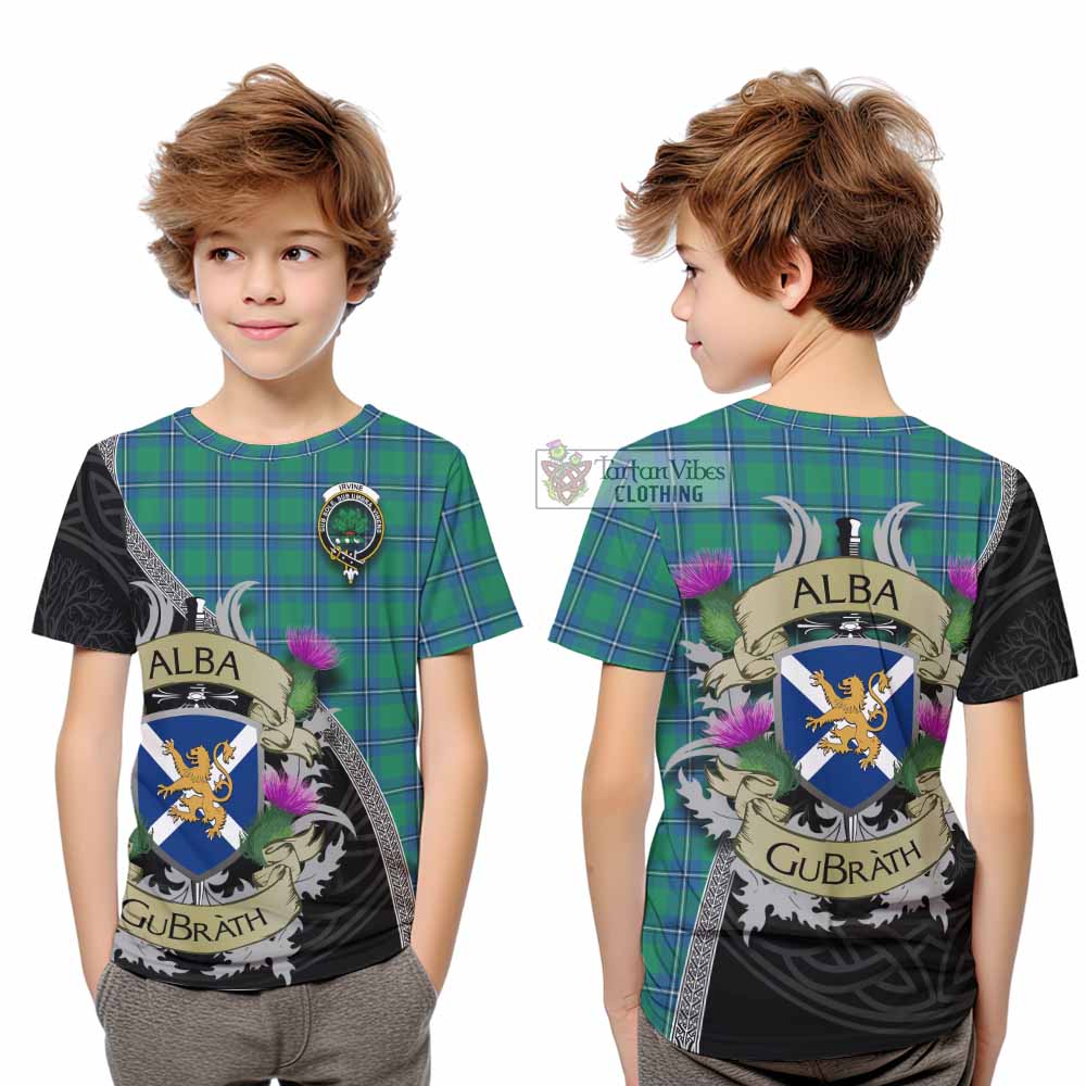 Tartan Vibes Clothing Irvine Tartan Family Crest Kid T-Shirt Lion Rampant Royal Thistle Shield Celtic Inspired
