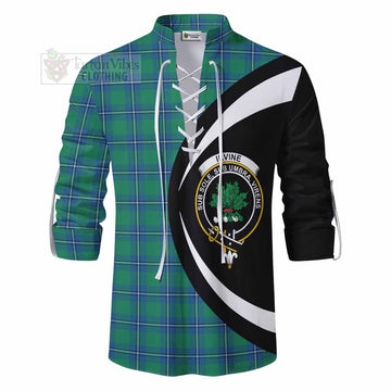 Tartan Vibes Clothing Irvine Tartan Ghillie Kilt Shirt with Family Crest Circle Style