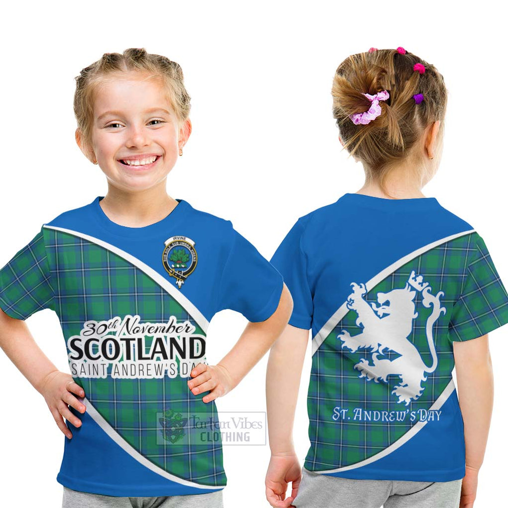 Tartan Vibes Clothing Irvine Family Crest Tartan Kid T-Shirt Celebrate Saint Andrew's Day in Style