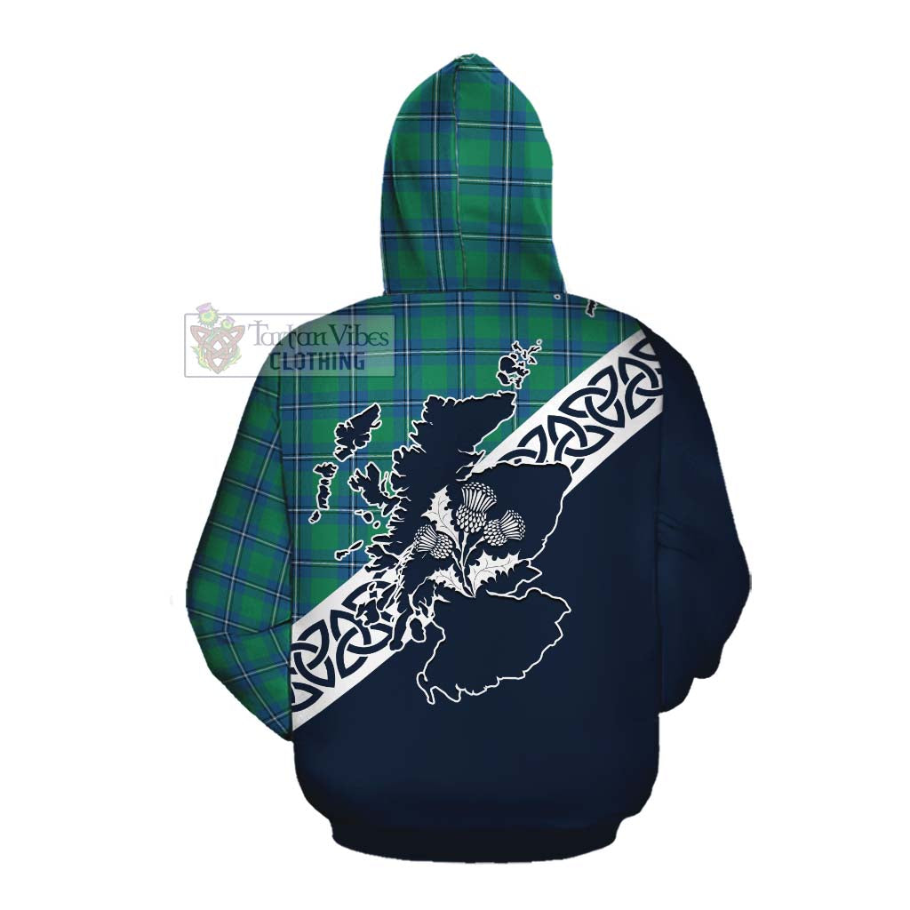 Tartan Vibes Clothing Irvine Tartan Cotton Hoodie Featuring Thistle and Scotland Map