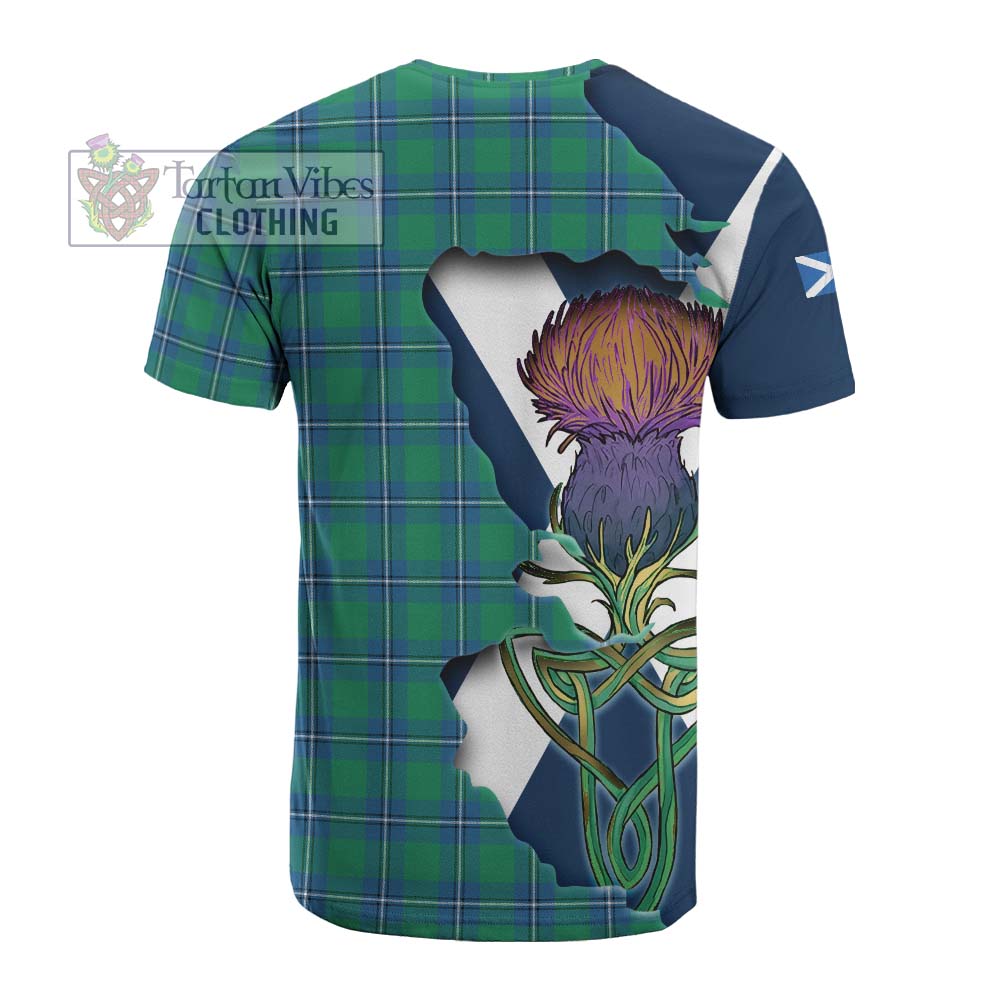 Tartan Vibes Clothing Irvine Tartan Family Crest Cotton T-shirt Scottish Thistle Celtic Inspired