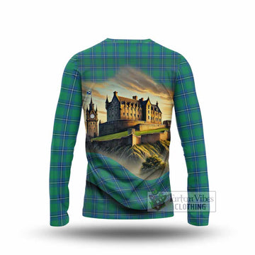 Irvine Tartan Family Crest Long Sleeve T-Shirt with Scottish Ancient Castle Style