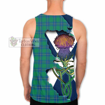 Tartan Vibes Clothing Irvine Tartan Family Crest Men's Tank Top Scottish Thistle Celtic Inspired