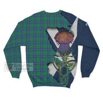 Tartan Vibes Clothing Irvine Tartan Family Crest Sweatshirt Scottish Thistle Celtic Inspired