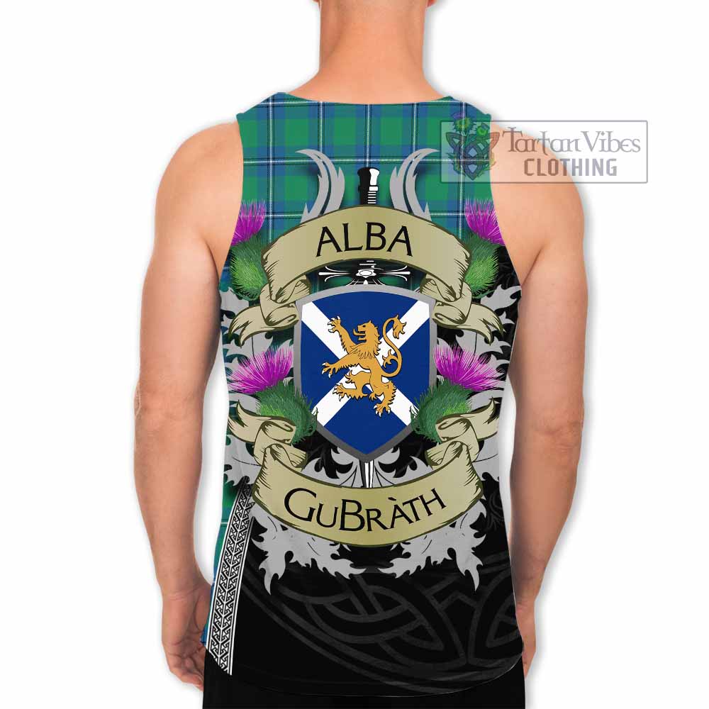 Tartan Vibes Clothing Irvine Tartan Family Crest Men's Tank Top Lion Rampant Royal Thistle Shield Celtic Inspired