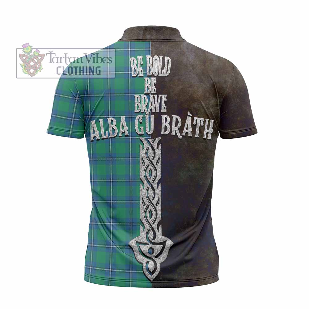 Tartan Vibes Clothing Irvine Tartan Family Crest Zipper Polo Shirt Alba Gu Brath Be Brave Lion Ancient Style