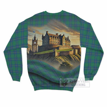 Tartan Vibes Clothing Irvine Tartan Family Crest Sweatshirt with Scottish Ancient Castle Style