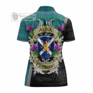 Tartan Vibes Clothing Irvine Tartan Family Crest Women's Polo Shirt Lion Rampant Royal Thistle Shield Celtic Inspired