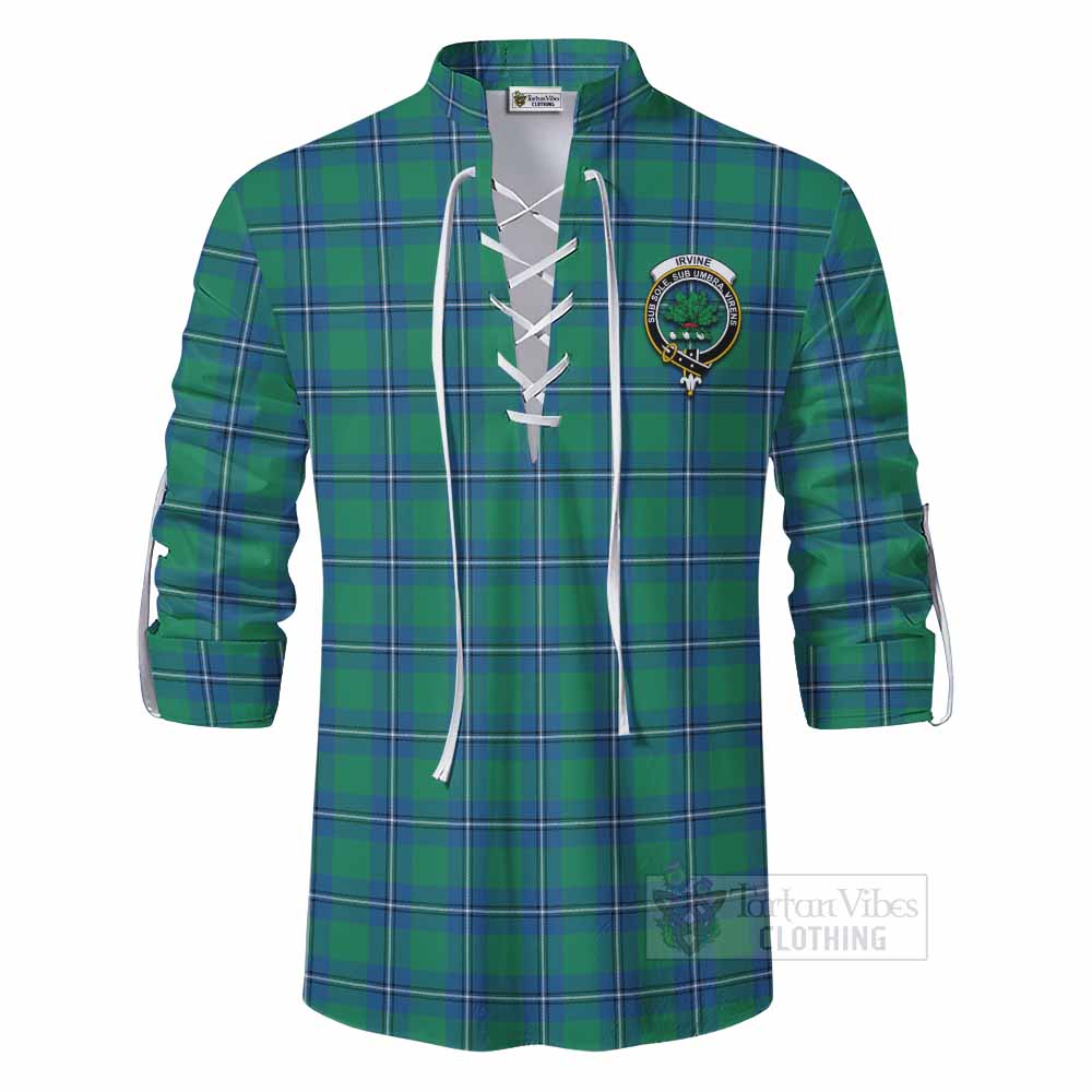 Tartan Vibes Clothing Irvine Tartan Ghillie Kilt Shirt with Family Crest DNA In Me Style