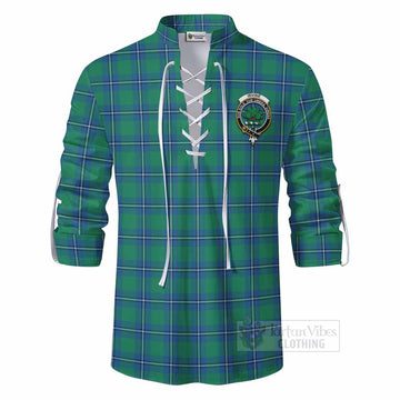 Tartan Vibes Clothing Irvine Tartan Ghillie Kilt Shirt with Family Crest DNA In Me Style