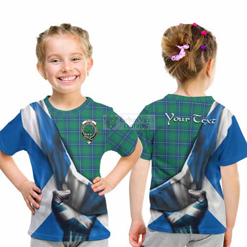 Tartan Vibes Clothing Irvine Tartan Kid T-Shirt with Family Crest Scotland Patriotic Style
