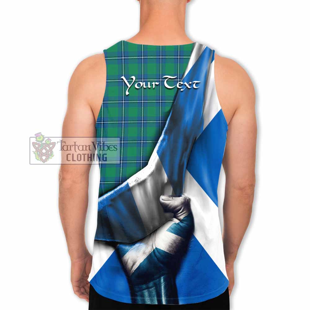 Tartan Vibes Clothing Irvine Tartan Men's Tank Top with Family Crest Scotland Patriotic Style