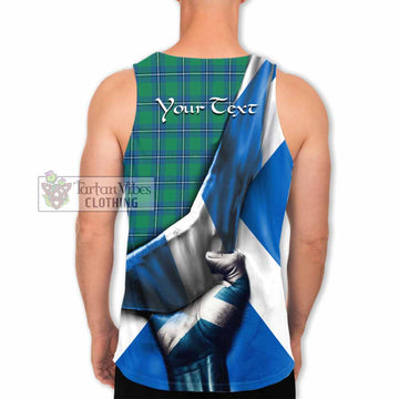 Tartan Vibes Clothing Irvine Tartan Men's Tank Top with Family Crest Scotland Patriotic Style