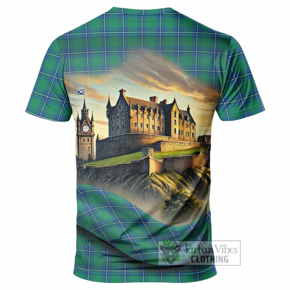 Tartan Vibes Clothing Irvine Tartan Family Crest T-Shirt with Scottish Ancient Castle Stype