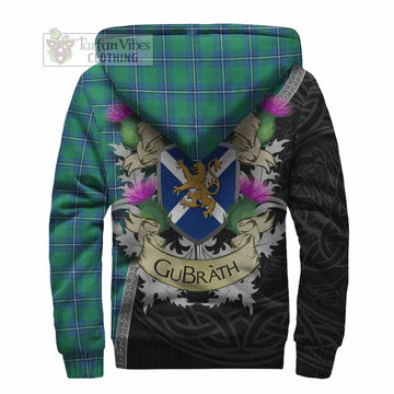 Irvine Tartan Family Crest Sherpa Hoodie Lion Rampant Royal Thistle Shield Celtic Inspired