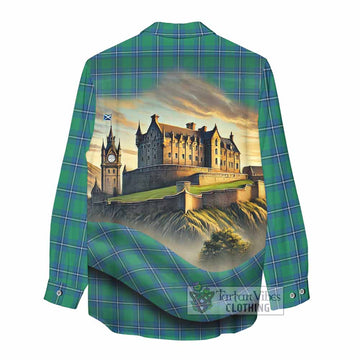 Tartan Vibes Clothing Irvine Tartan Family Crest Women's Casual Shirt with Scottish Ancient Castle Style