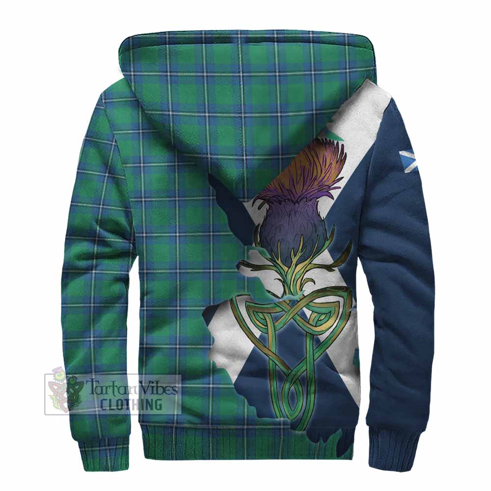 Tartan Vibes Clothing Irvine Tartan Family Crest Sherpa Hoodie Scottish Thistle Celtic Inspired