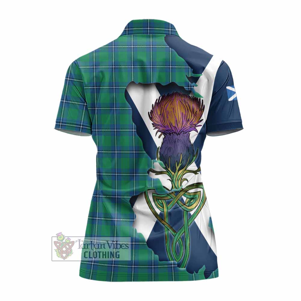 Tartan Vibes Clothing Irvine Tartan Family Crest Women's Polo Shirt Scottish Thistle Celtic Inspired