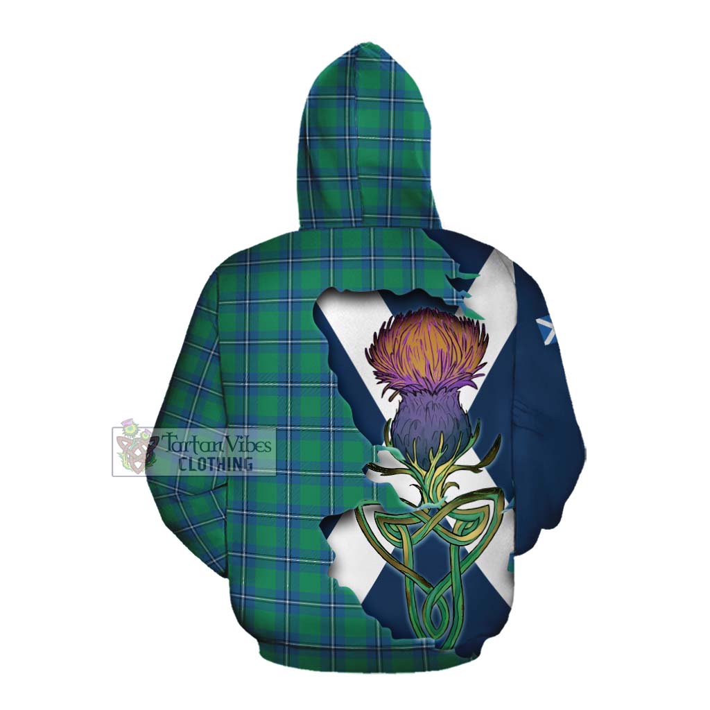 Tartan Vibes Clothing Irvine Tartan Family Crest Cotton Hoodie Scottish Thistle Celtic Inspired