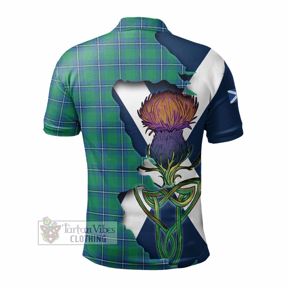 Tartan Vibes Clothing Irvine Tartan Family Crest Polo Shirt Scottish Thistle Celtic Inspired