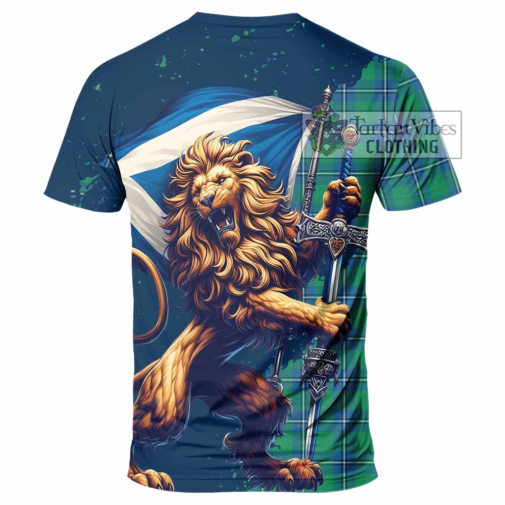 Tartan Vibes Clothing Irvine Tartan Family Crest T-Shirt with Scottish Majestic Lion