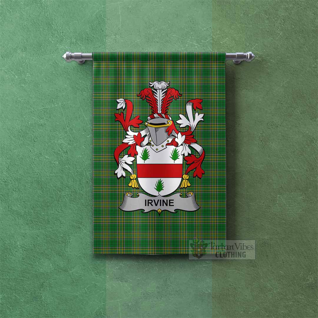 Tartan Vibes Clothing Irvine Irish Clan Tartan Gonfalon, Tartan Banner with Coat of Arms