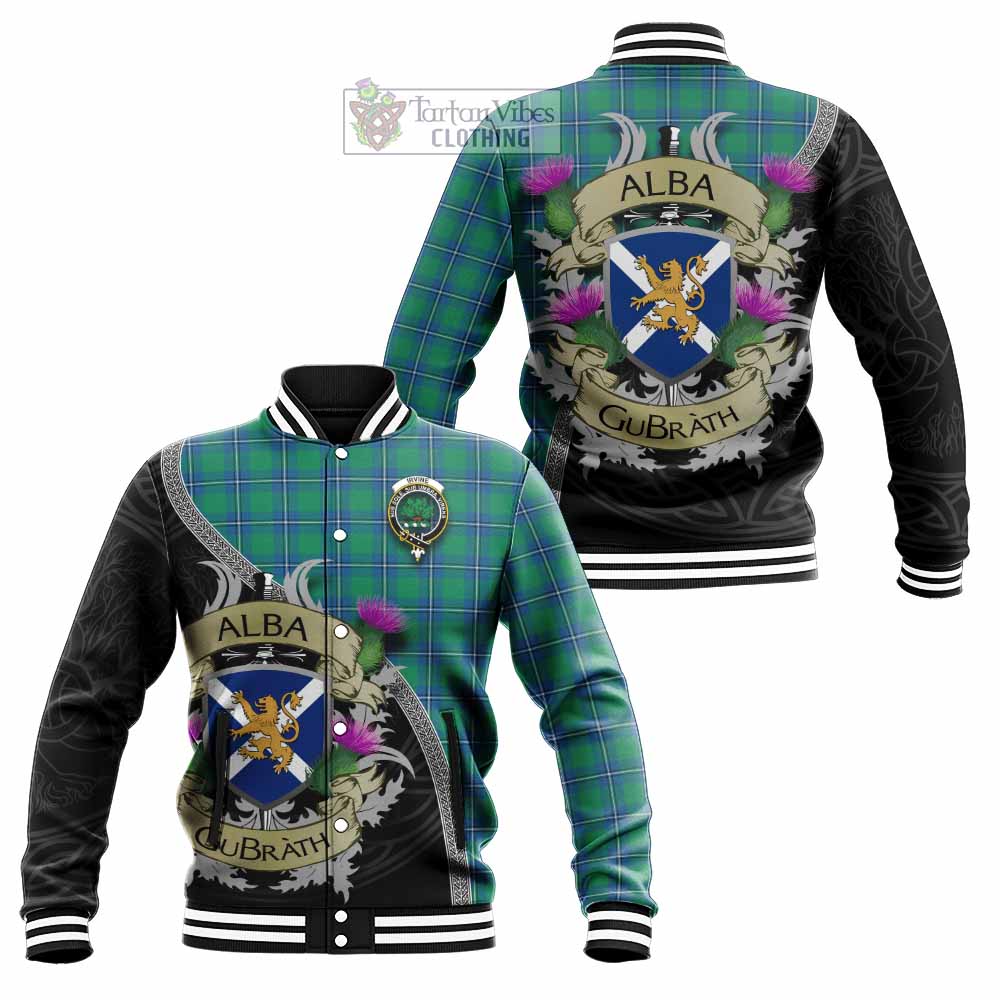 Tartan Vibes Clothing Irvine Tartan Family Crest Baseball Jacket Lion Rampant Royal Thistle Shield Celtic Inspired