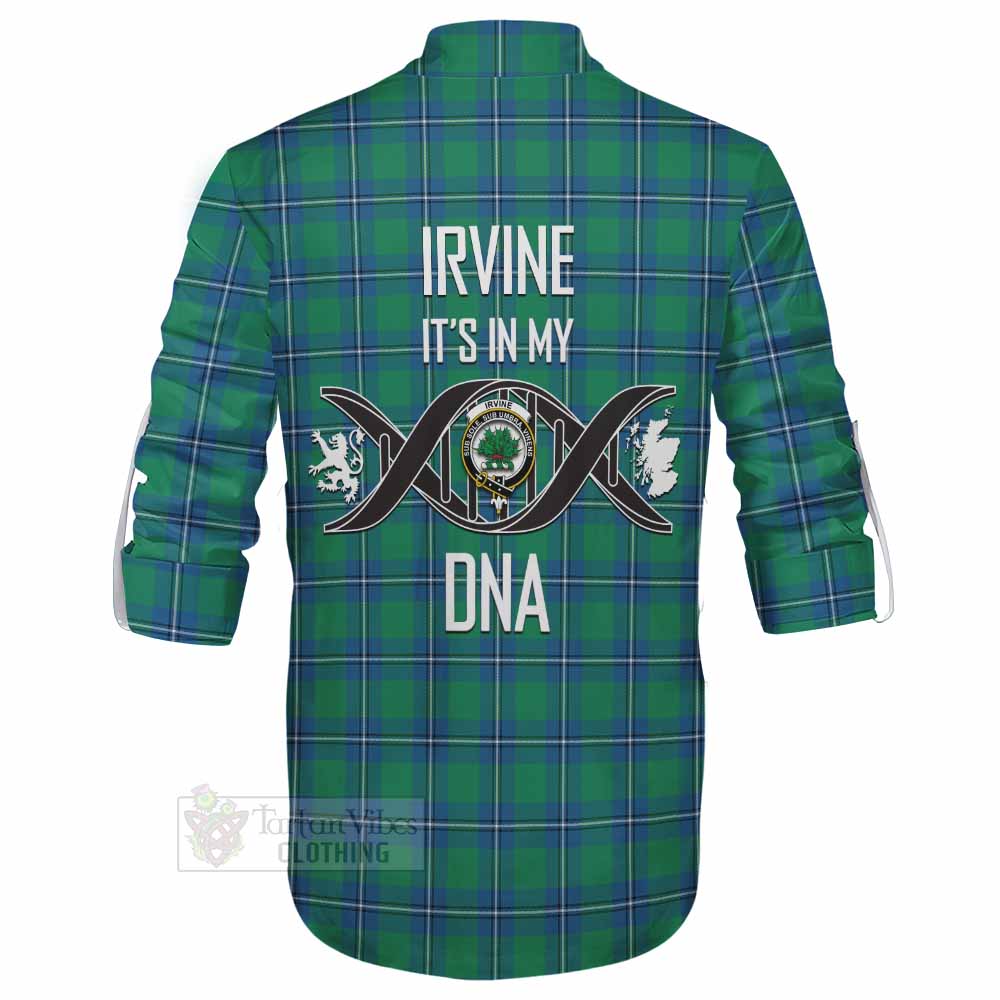 Tartan Vibes Clothing Irvine Tartan Ghillie Kilt Shirt with Family Crest DNA In Me Style