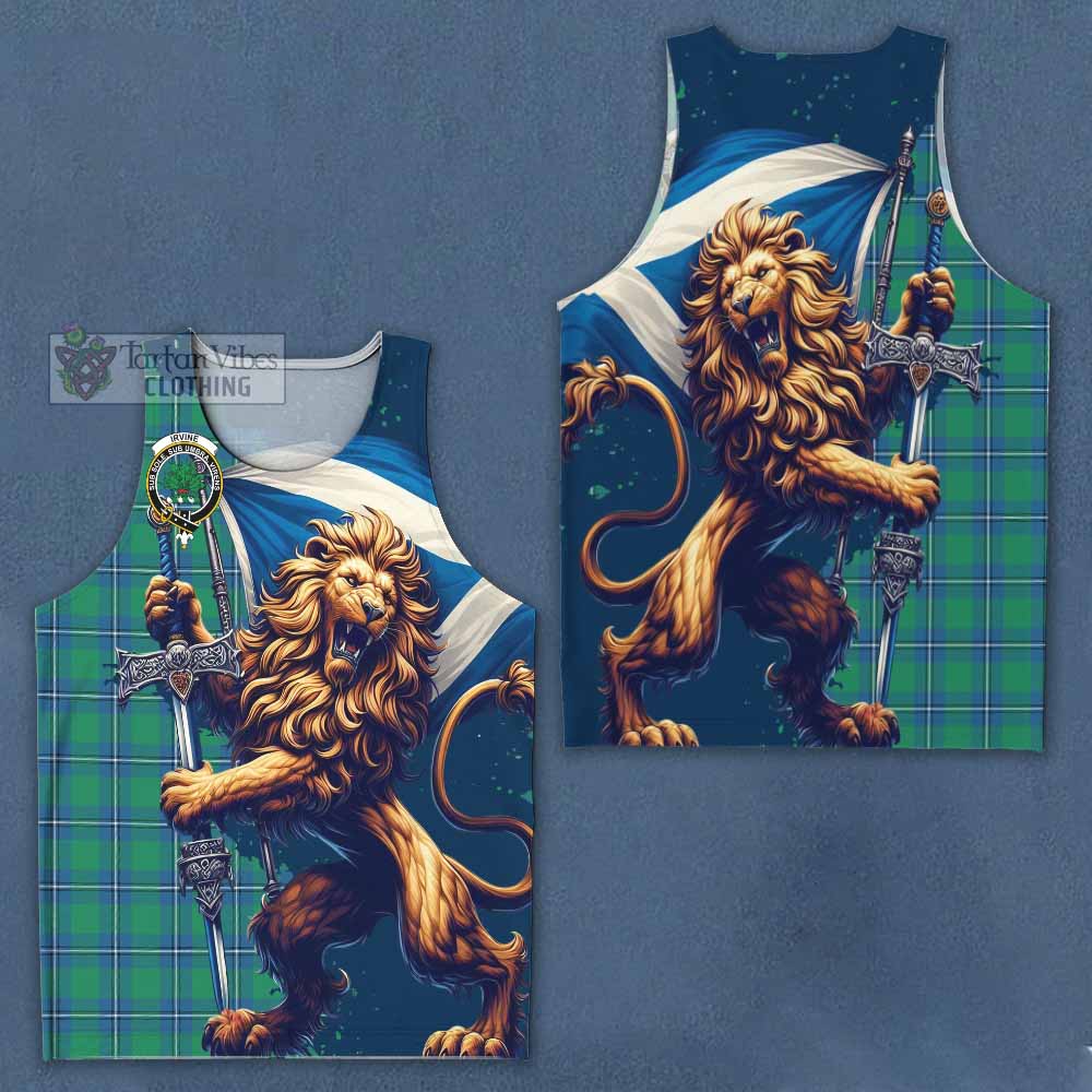 Tartan Vibes Clothing Irvine Tartan Family Crest Men's Tank Top with Scottish Majestic Lion